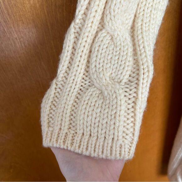 Garnet Hill Longline Duster Wool Chunky Cable Knit Cardigan Sweater Size XXL - Picture 5 of 10